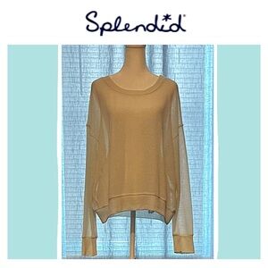 SPLENDID Women’s RELAXED OPEN-KNIT LONG-SLEEVE PULLOVER TOP; L; Cream; NWOT